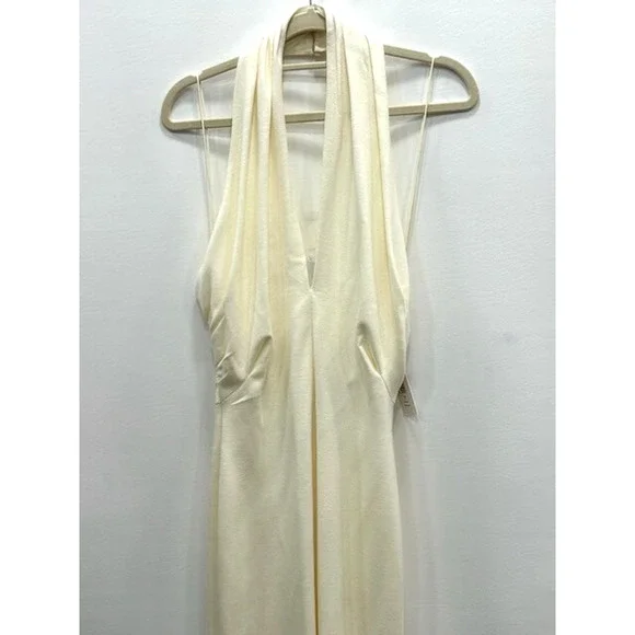 NWT Alice + Olivia Women's Suellen Twist Neck Halter Midi Dress Ecru‎ Size 6 - Picture 5 of 15